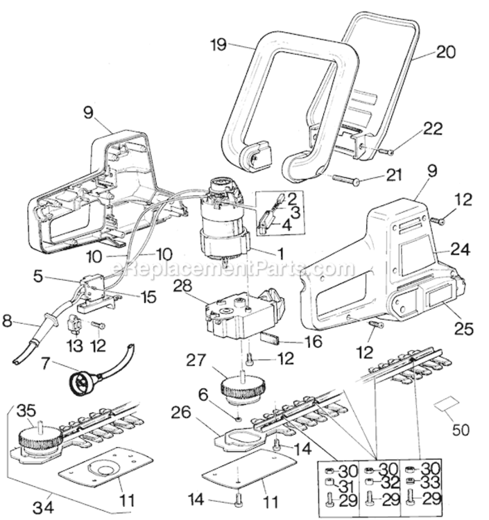 Page A Diagram and Parts List for HT124 Type 1 Black and Decker Hedge Trimmer